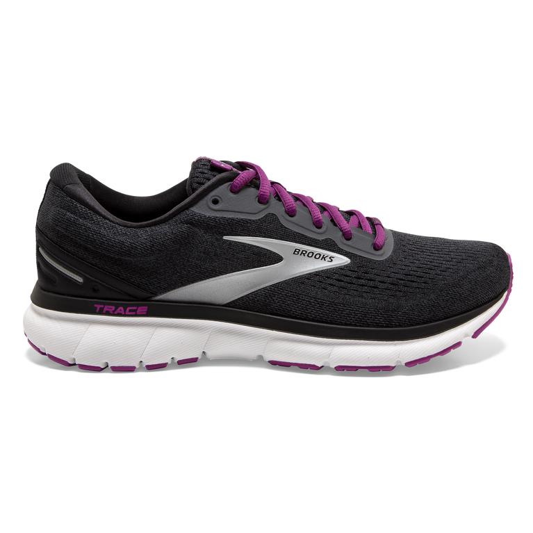 Brooks Trace Adaptive Women's Road Running Shoes - Ebony/Black/Wood Violet/Purple (29140-QSHV)
